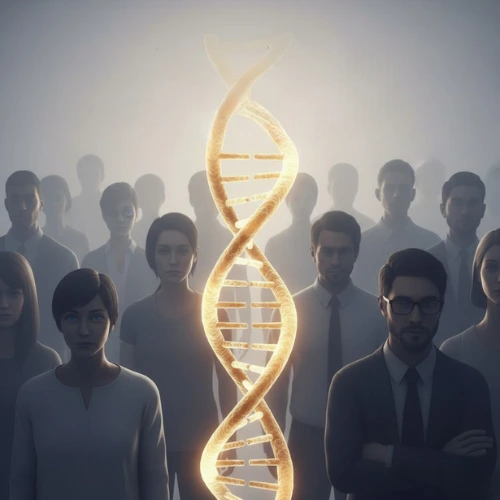 ژنتیک و تاثیر آن بر ویژگی‌های فردی مانند قد، رنگ چشم و هوش.