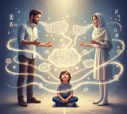 تاثیر پیام‌های والدین بر باورها و ارزش‌های کودکان و شکل‌گیری پیش‌نویس زندگی.